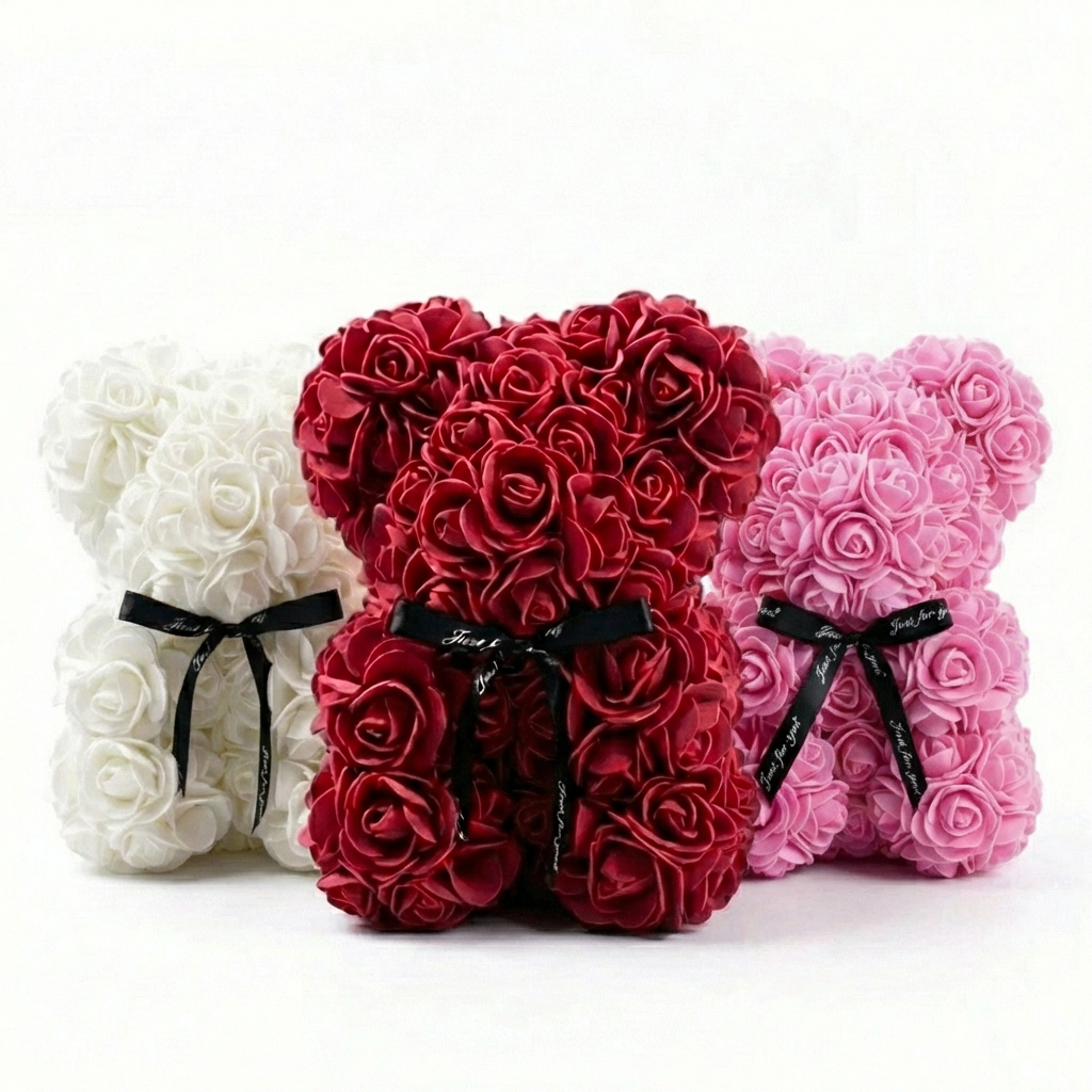 Miś z Dekoracyjnych Sztucznych Kwiatów